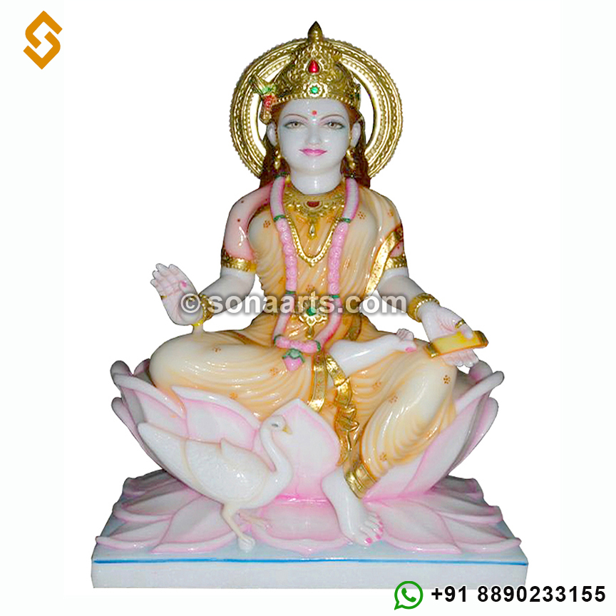 Beautiful Gayatri Statue Seated on lotus flower