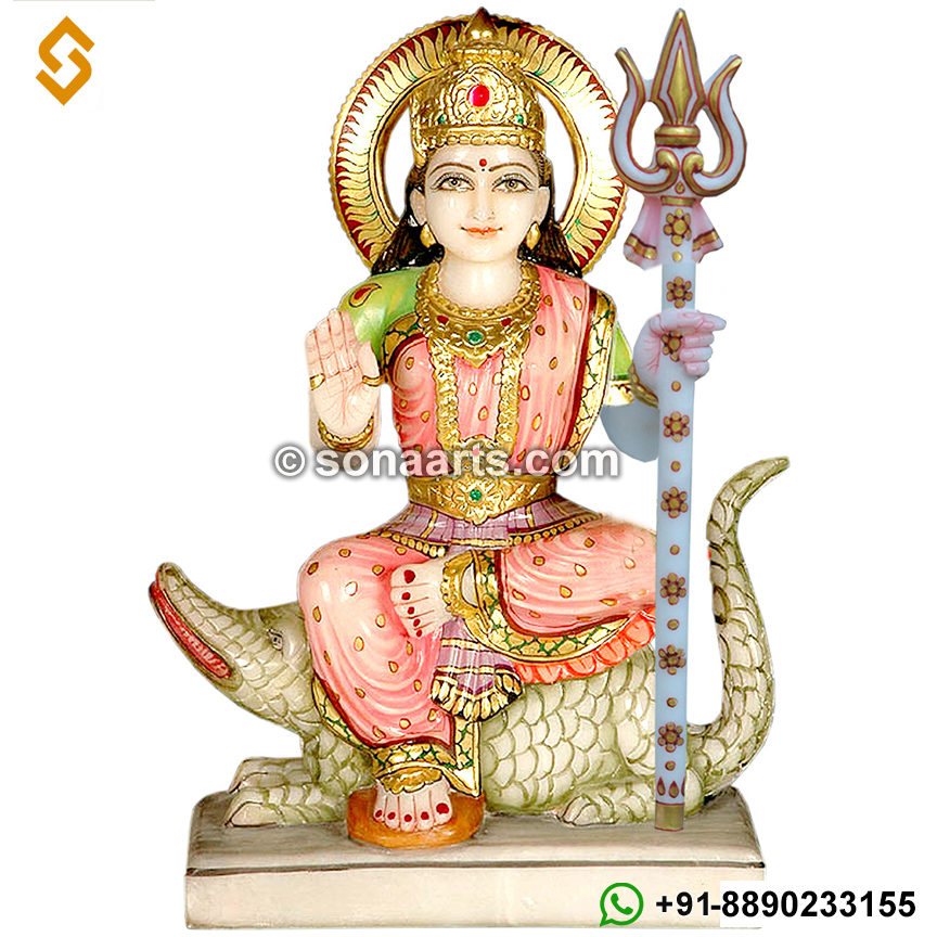 Beautiful Khodiyar Maa Statue Seated on crocodile