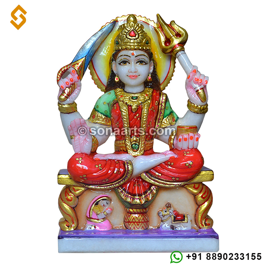 Beautiful Marble Santoshi Mata Statue with Painting