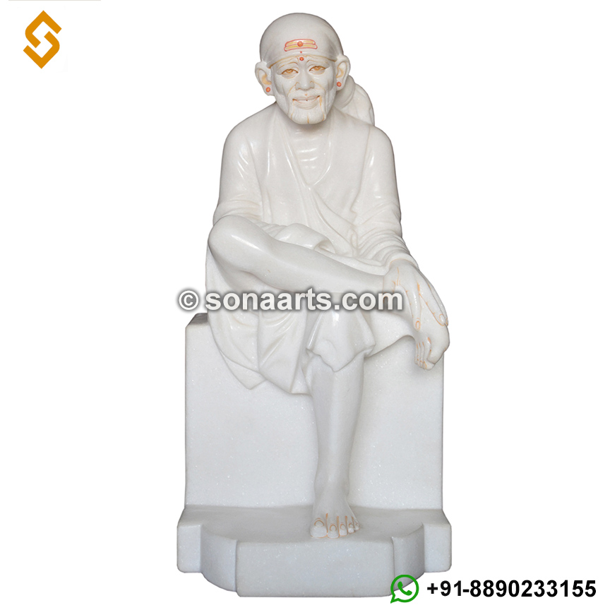Beautifully Carved Marble Sai Baba Statue