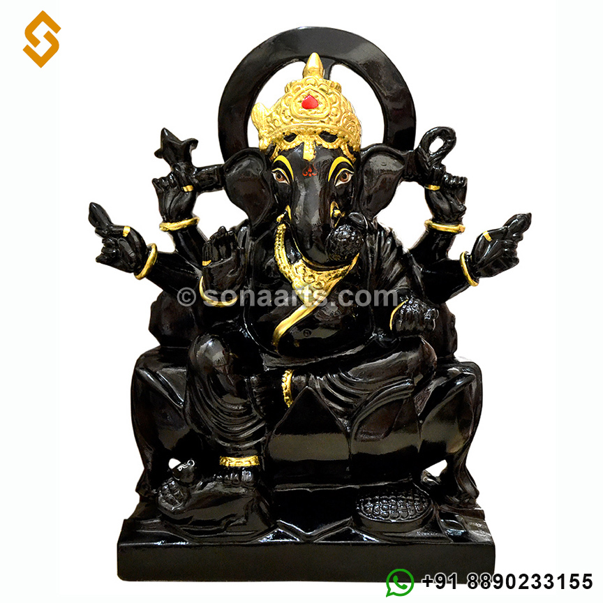 Black Marble Ganesh Murti
