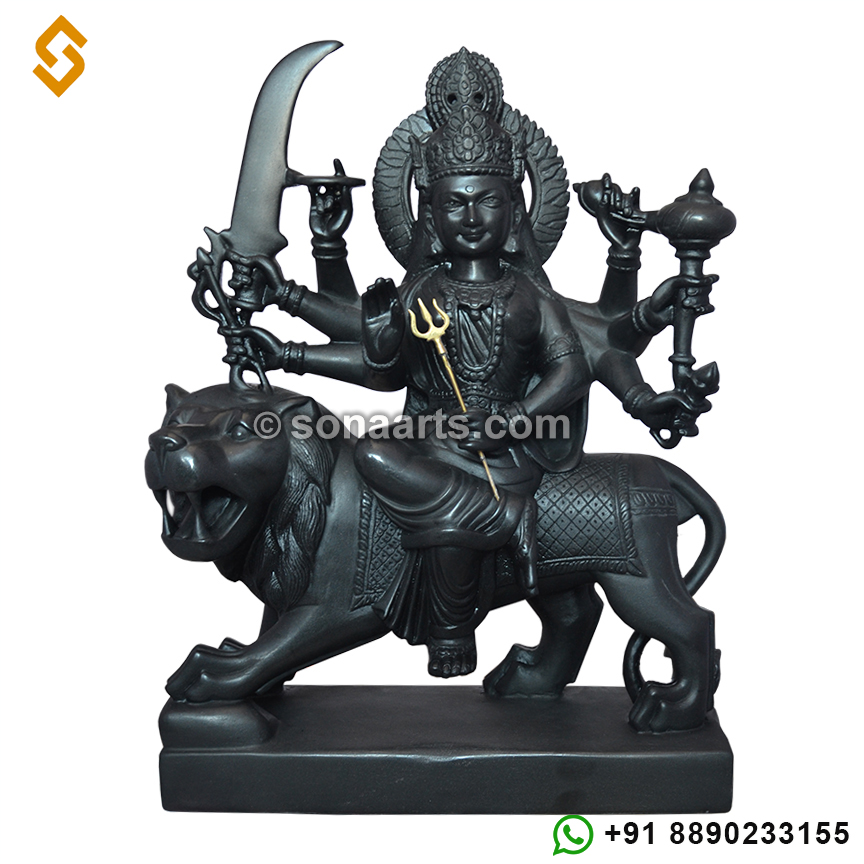 Black Marble Goddess Durga Statue
