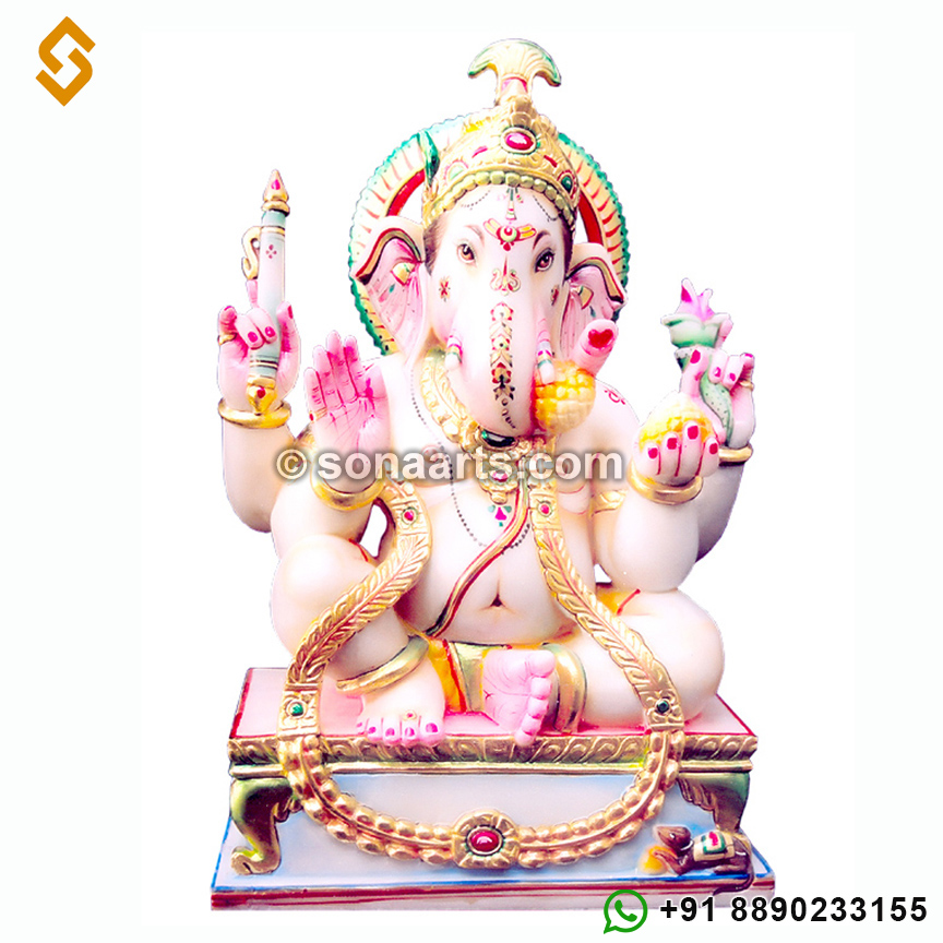 Carved Ganesha Statue from Marble