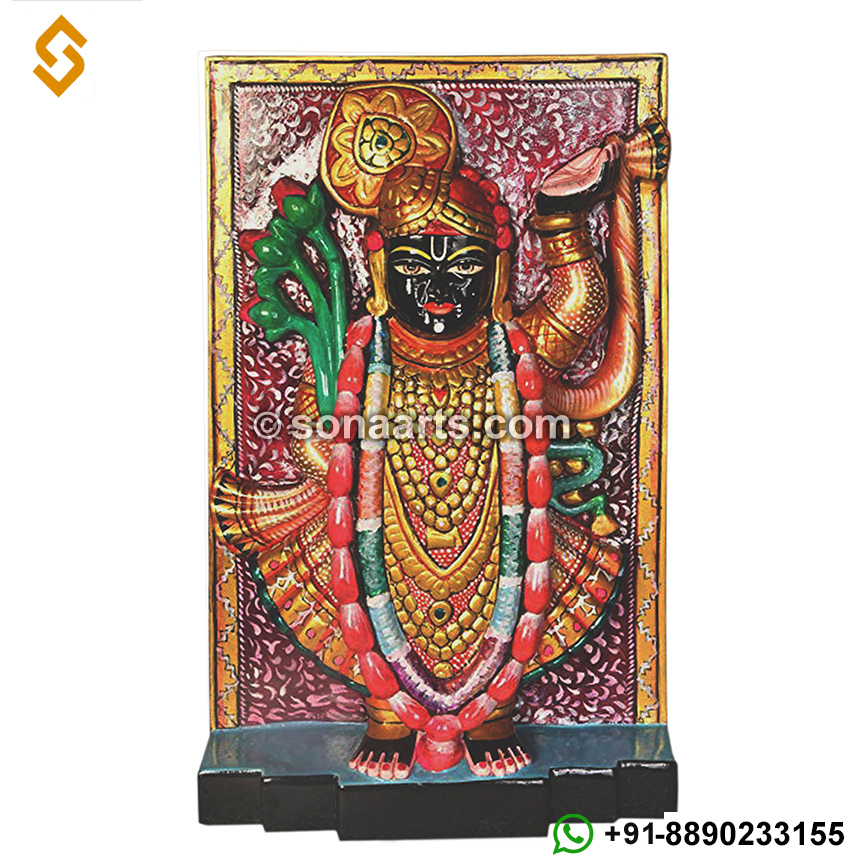 Colorful Lord Shrinathji Marble Murti