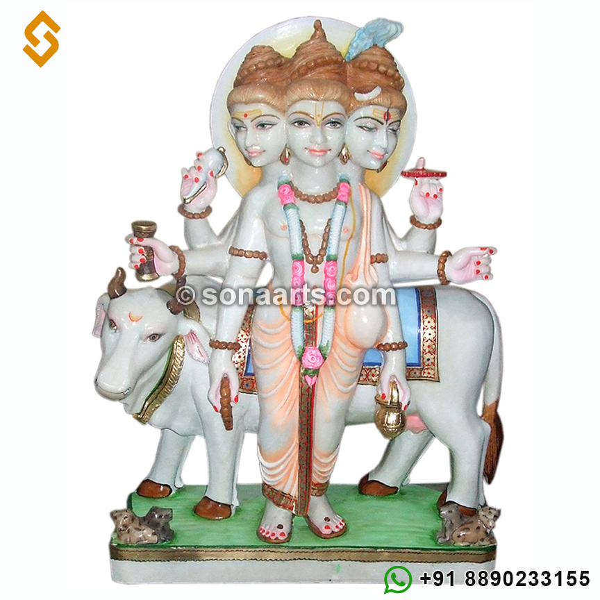 Colourful Marble Dattatreya Statue