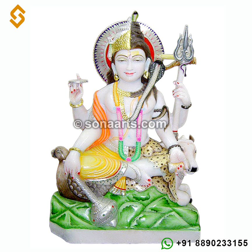 Combined Marble Shiva and Vishnu Murti