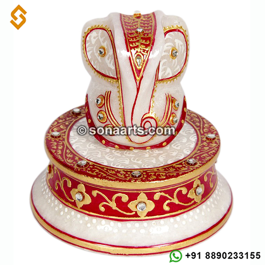 Decorative Marble ganesha with hand painting work