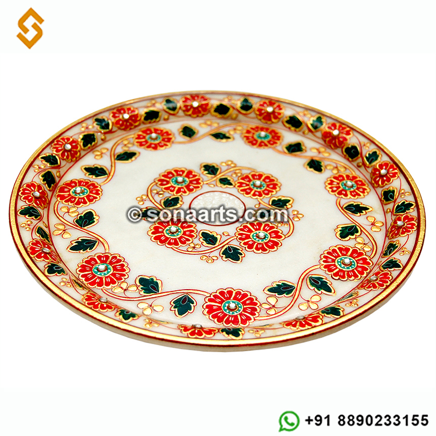 Decorative pooja plate with painting work