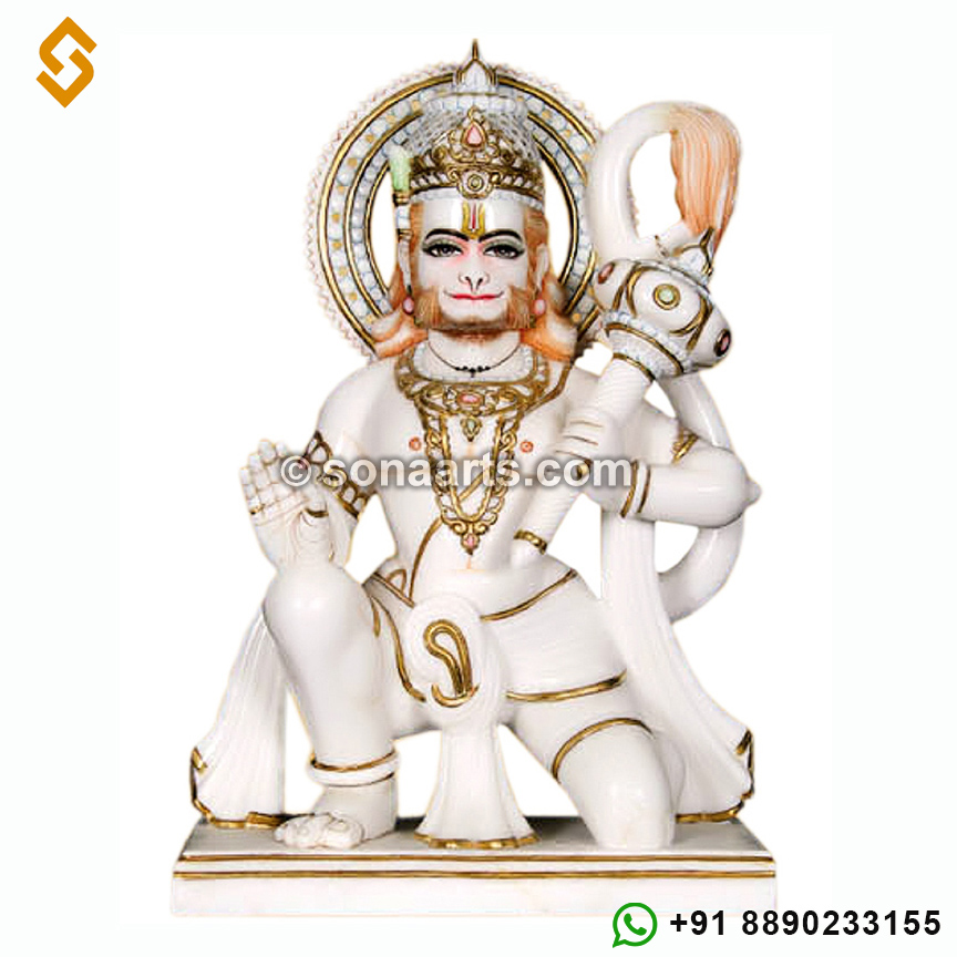 Exclusively Designed Marble Hanuman Statue