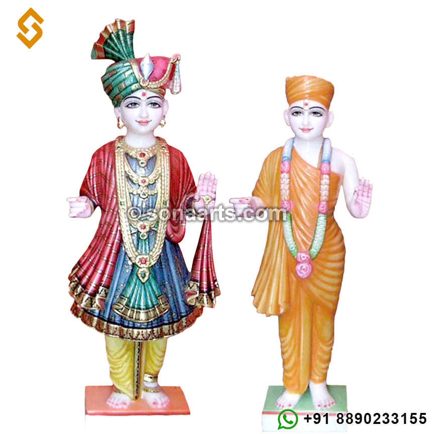Exclusively Designed Marble Swaminarayan and Gunatitanand Swami Statue