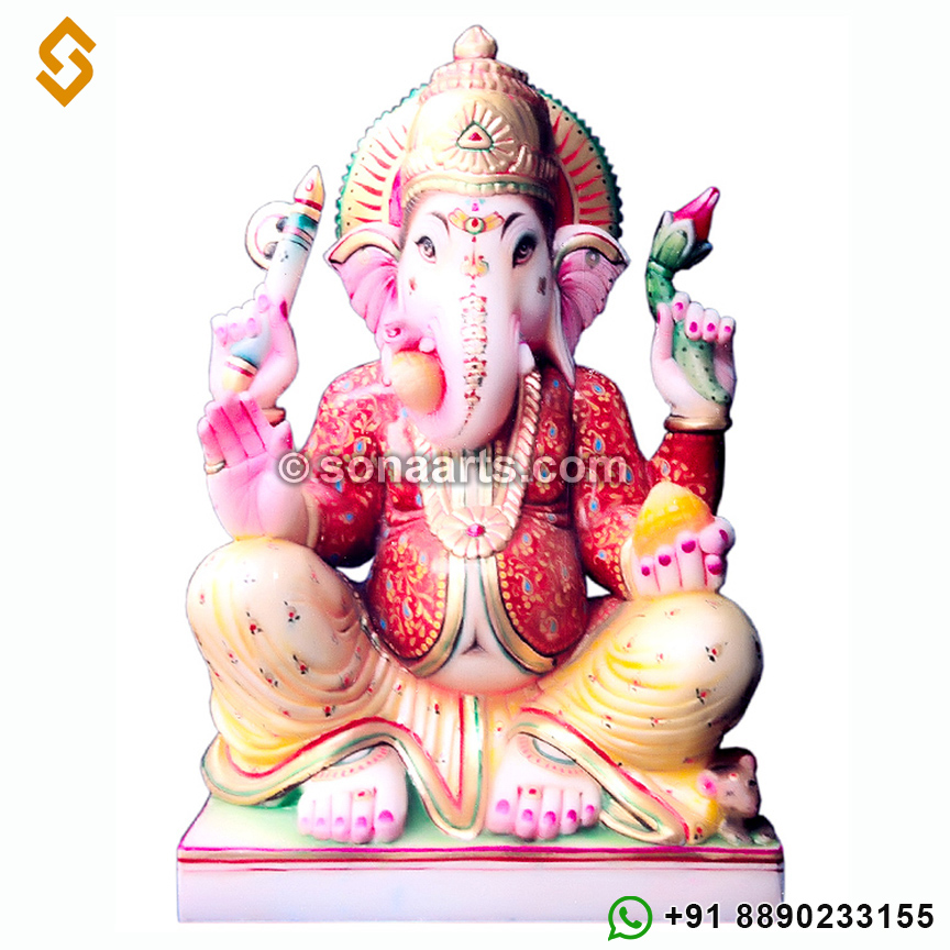 Exquisite Ganesha from White Marble Stone