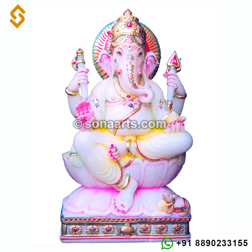Exquisite Marble Ganesha Statue 