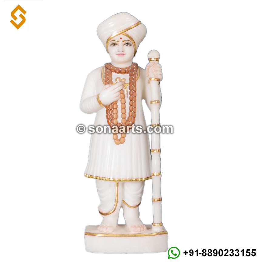 Hand Carved Marble Hindu God Jalaram Bapa Statue