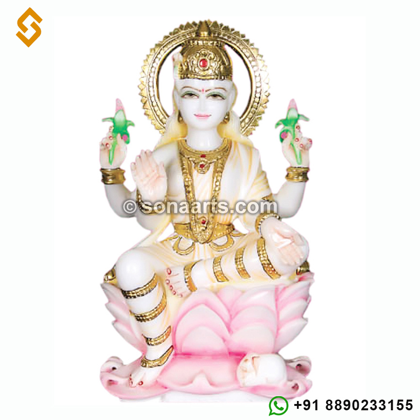 Hand carved marble laxmi Statue for temple