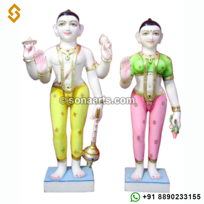 Iskcon Marble Vishnu Laxmi Statue