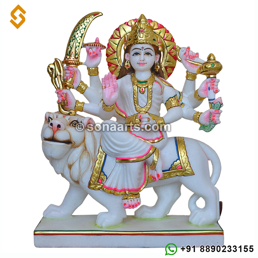 Maa Durga on Lion from Marble