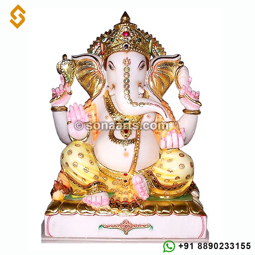 Marble Ganesh Statue carved from jaipur