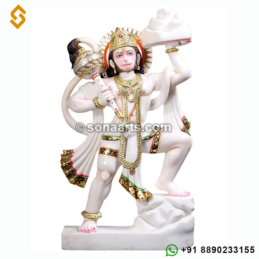 Marble Hanuman Murti carrying Mountain