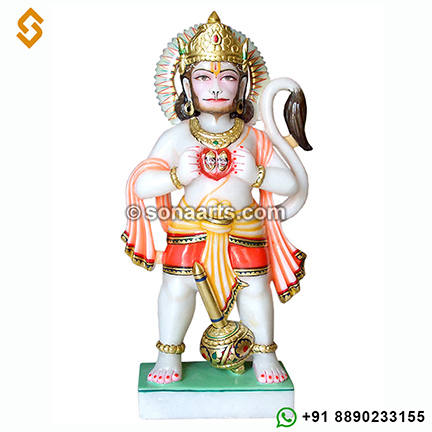 Marble Hanuman showing Ram Sita in his chest