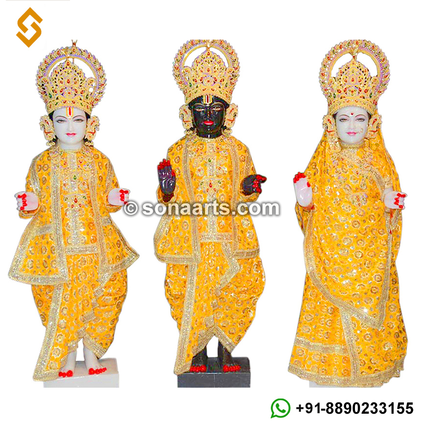 Marble Iskcon Lord Ram Sita Laxman Statues