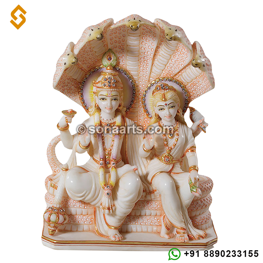Marble Lord Vishnu Laxmi Statue