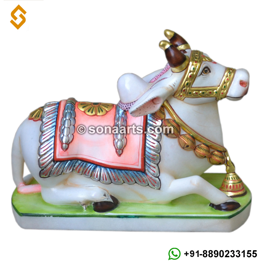 Marble Nandi Statue with painting