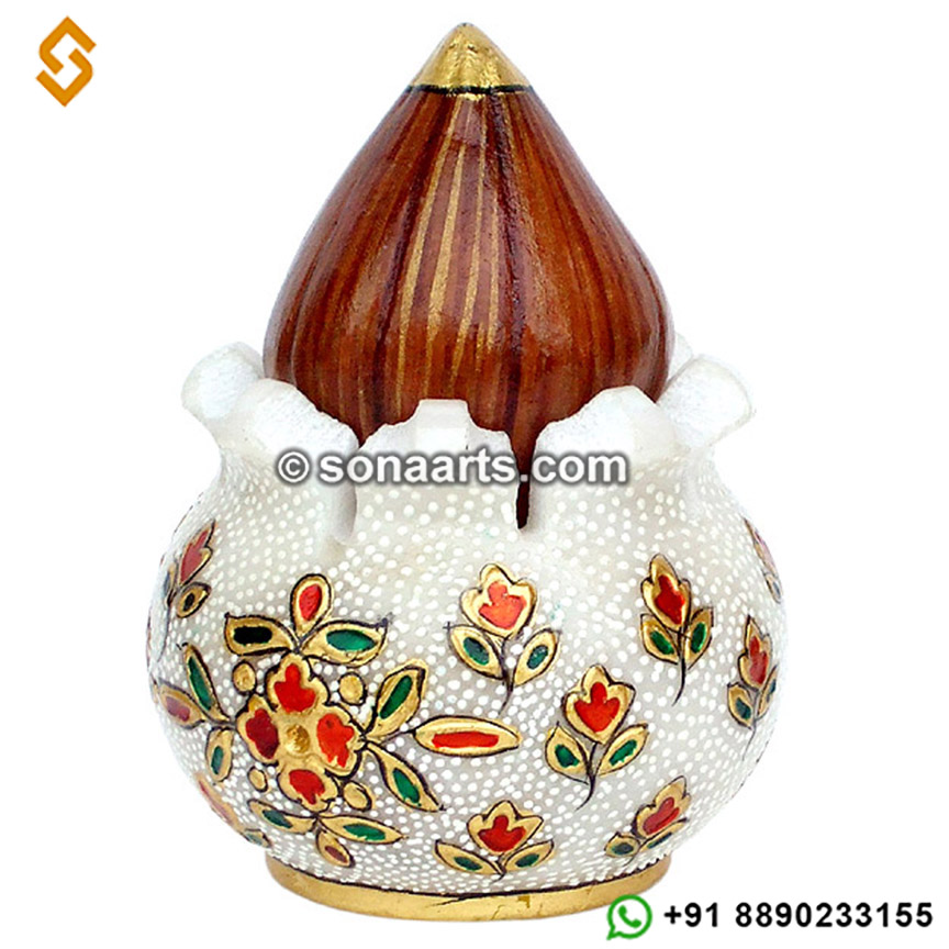 Marble Narial Kalash with painting
