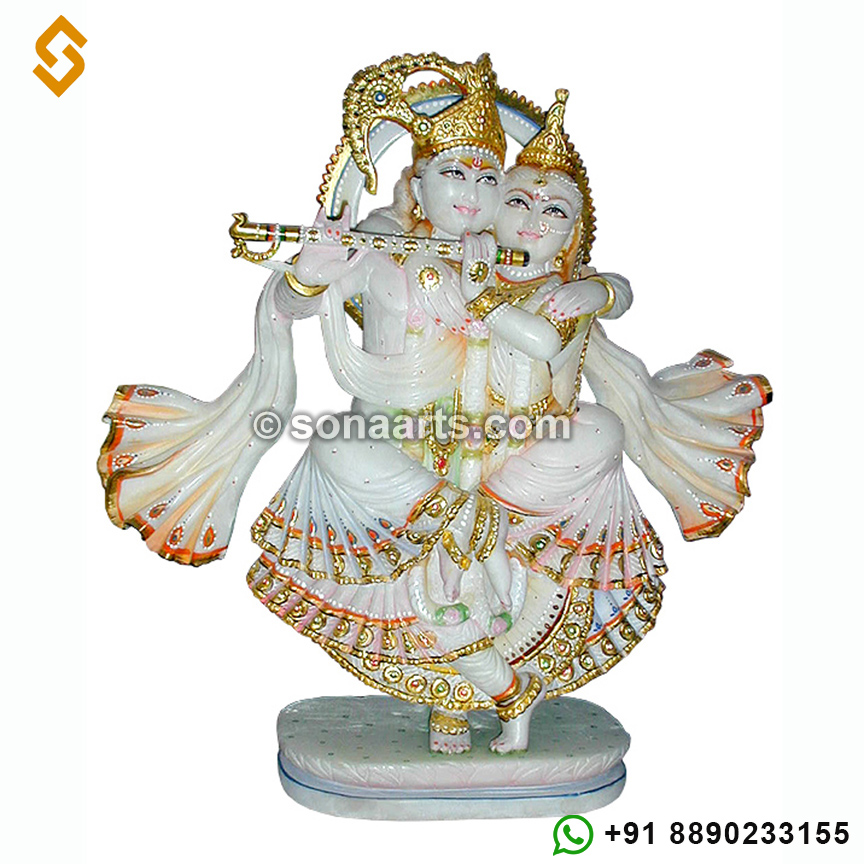 Marble Radha krishna statue in dancing position