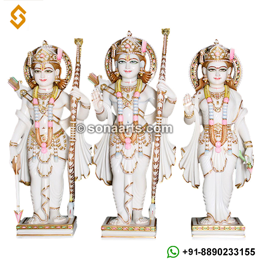 Marble Ram Sita Laxman Statues Set 