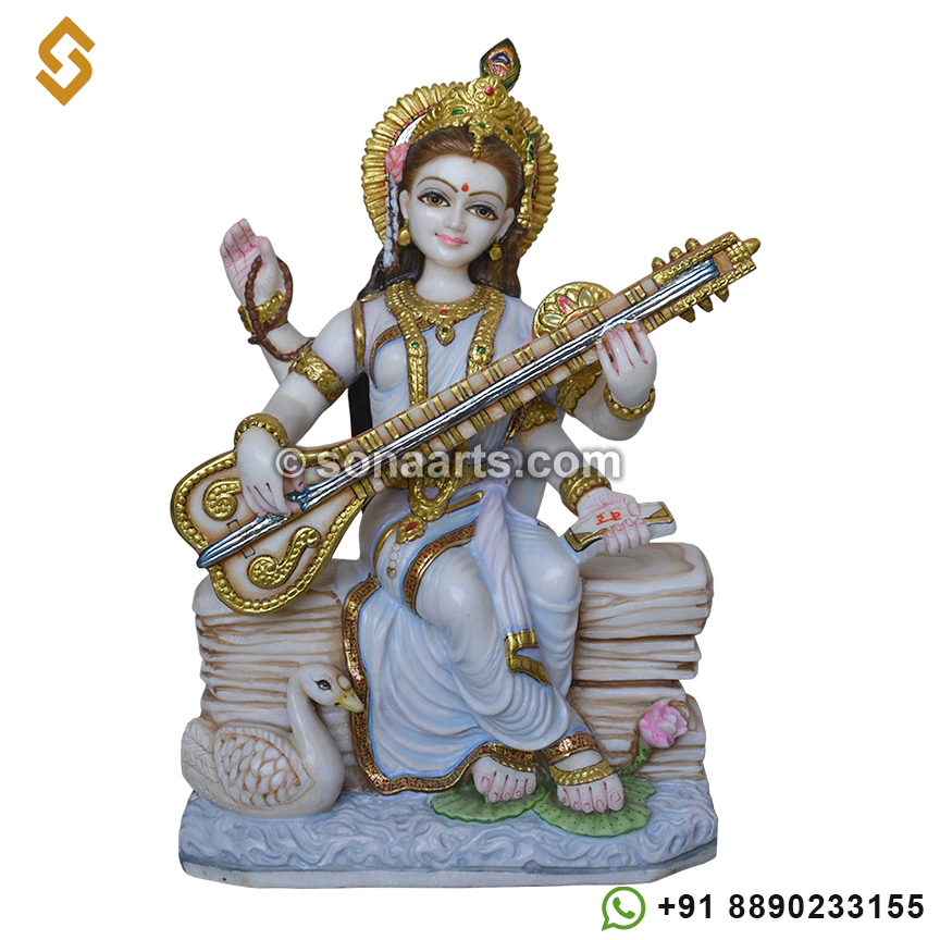 Marble Saraswati Statue for temple
