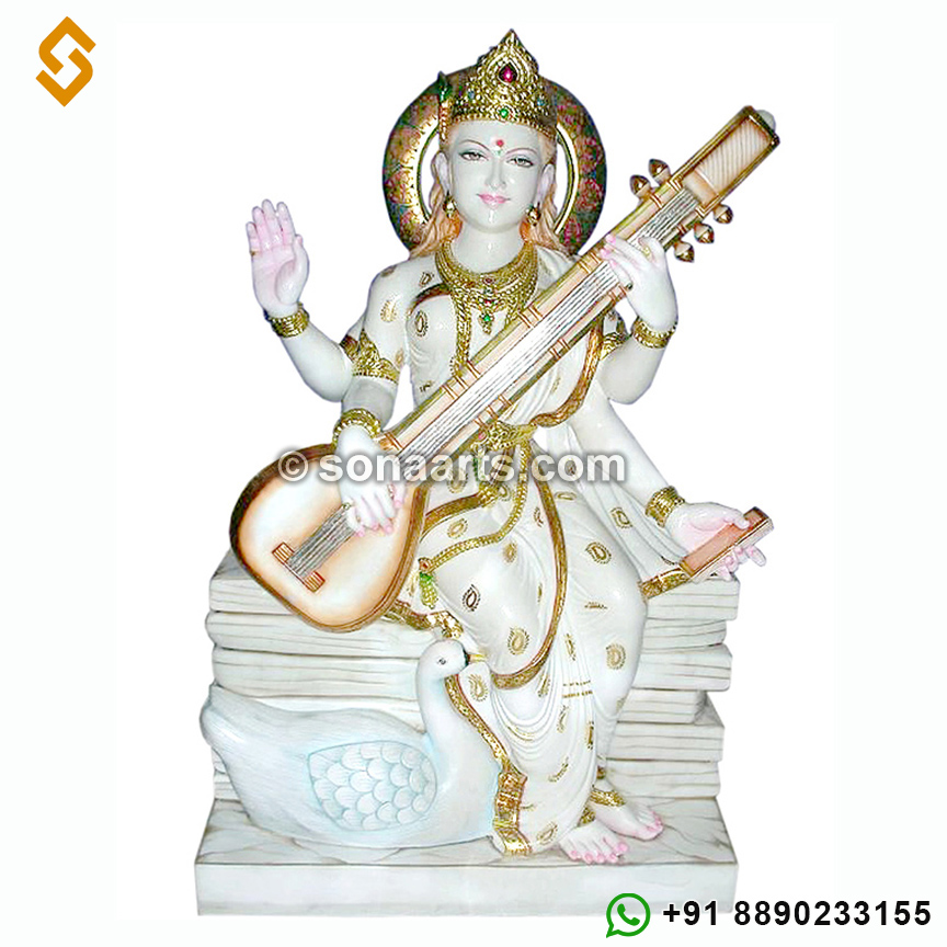 Marble Saraswati statue