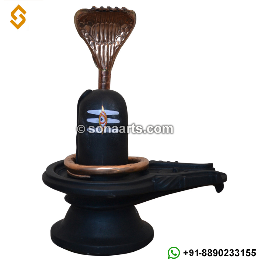 Marble Shivling Statue with brass snake