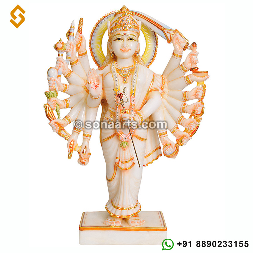 Marble Standing Durga Statue