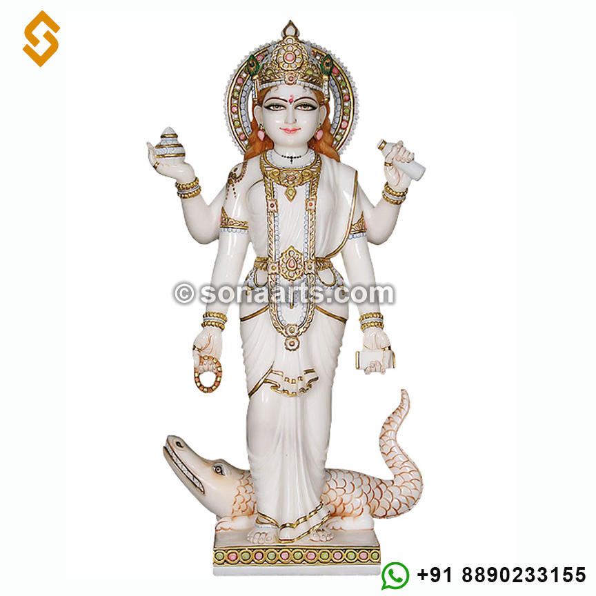 Marble Standing Ganga Maa Statue