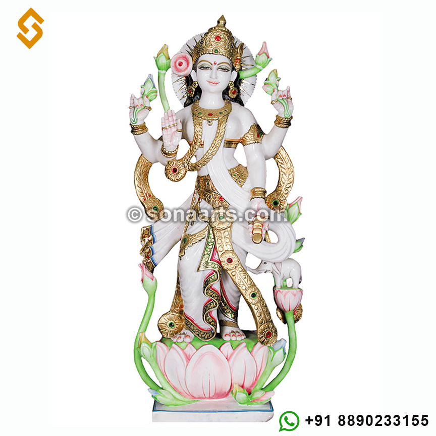 Marble Standing Goddess Laxmi statue