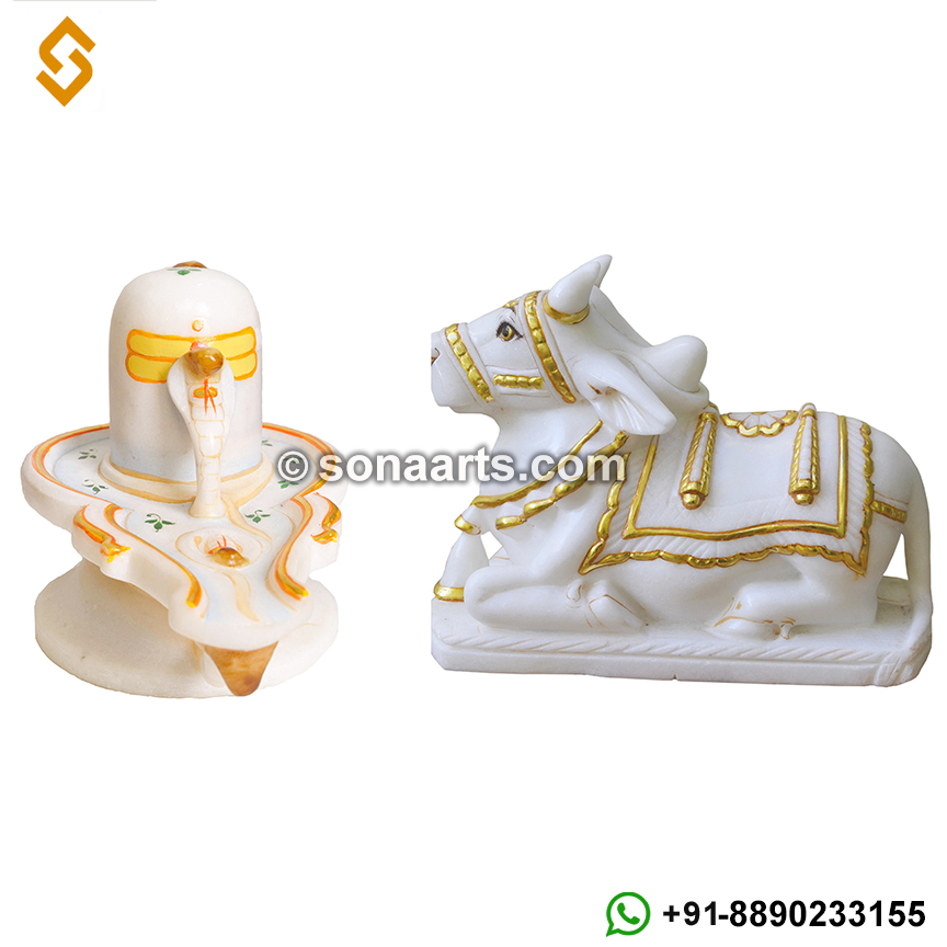 Marble Statue of Nandi and Shivling