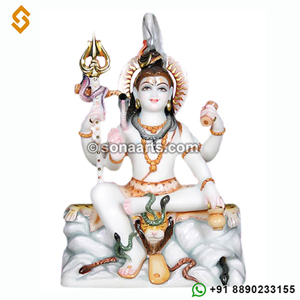 Marble lord shankar statue with painting work