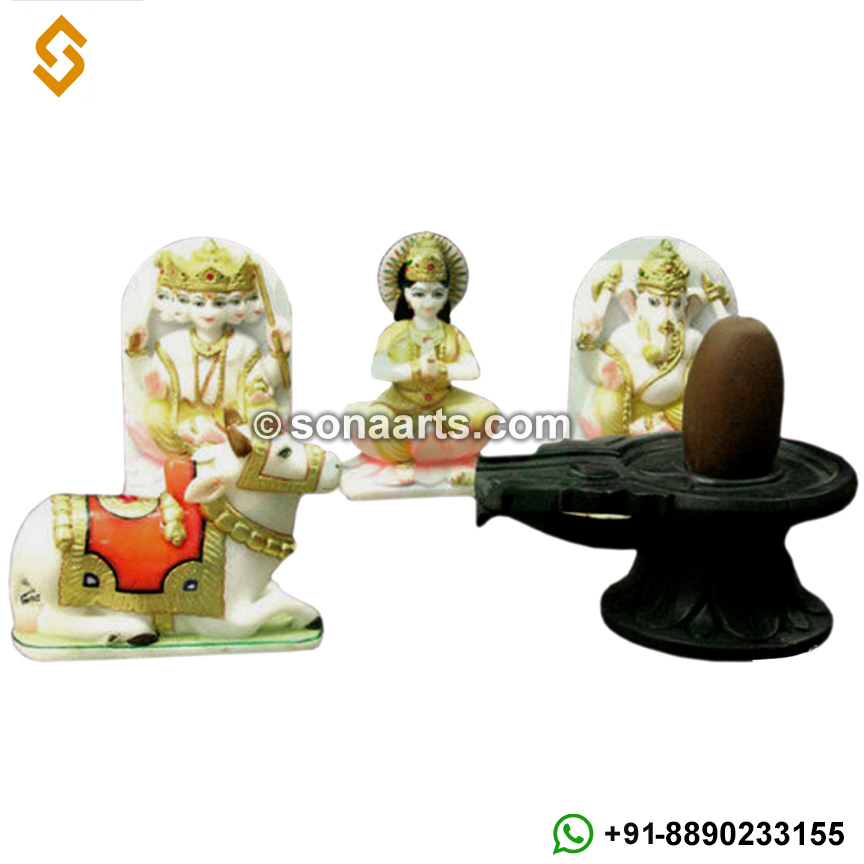 Marble shiv parivar statue with shivling