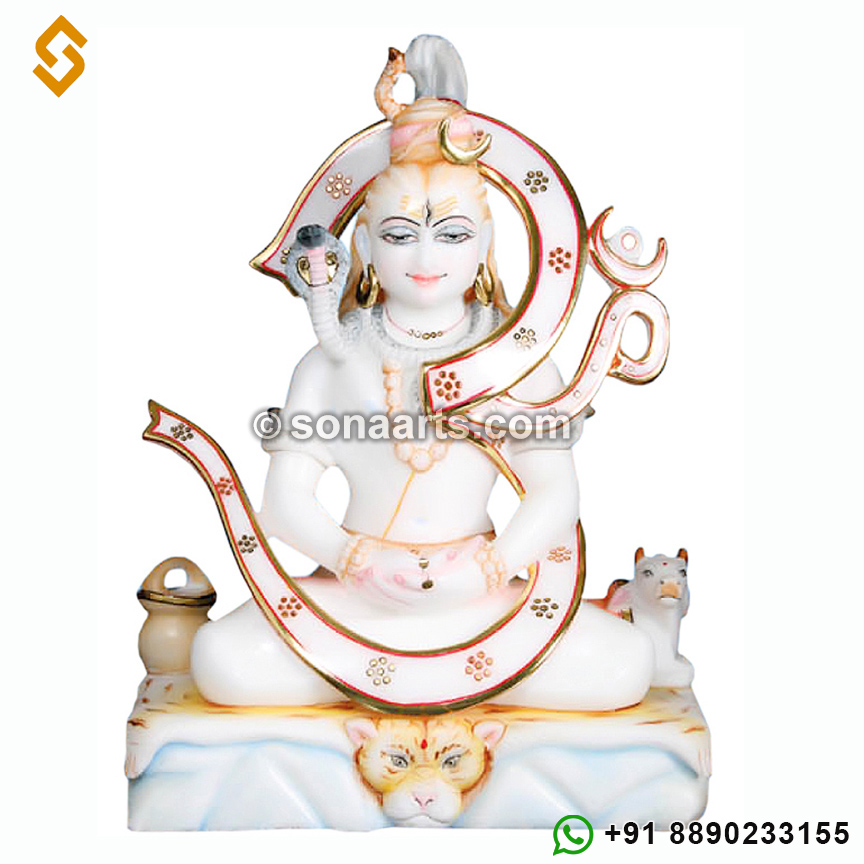 Marble shiva statue with Om