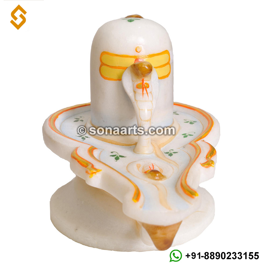 Marble shivling statue with beautiful painting work
