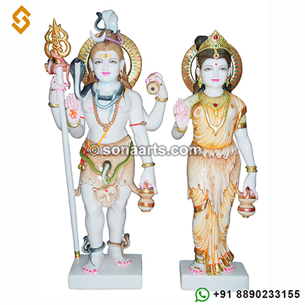 Marble standing shiv parvati Statue