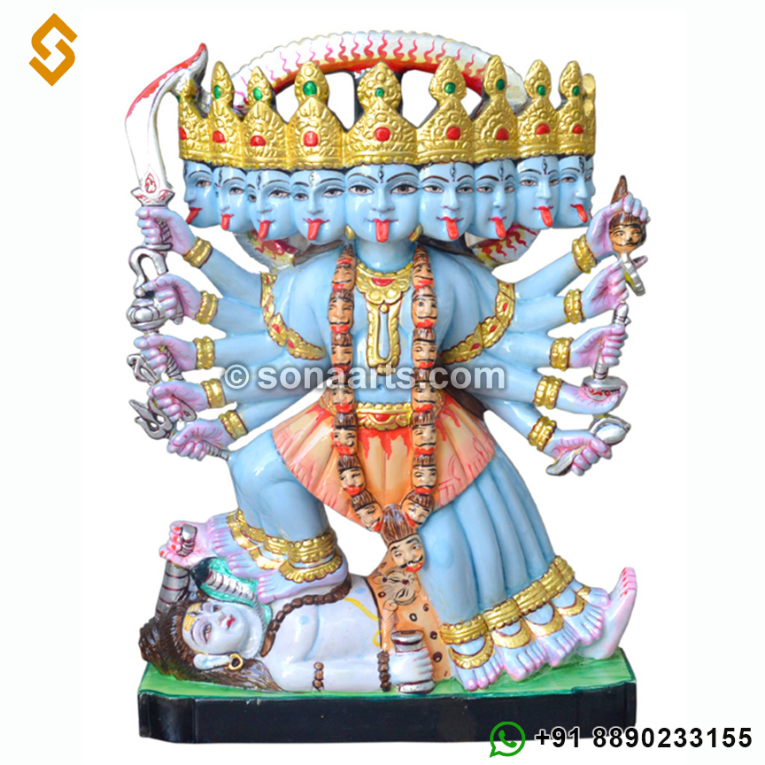 Marble stone Maa Kali Statue with ten hands