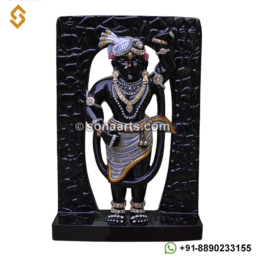 Masterpiece of Black Marble Lord Shrinathji Statue