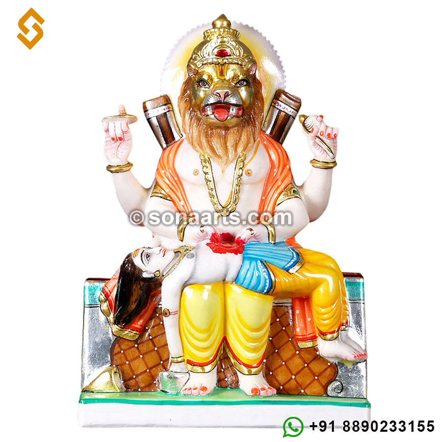 Narsingh Statue from White Marble