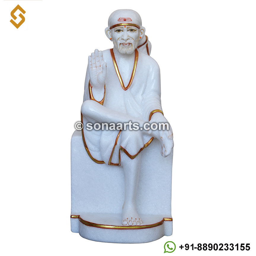 Pure White marble Hindu Sai Baba Statues