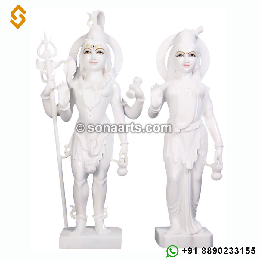Shankar Parvati Hindu marble Statues