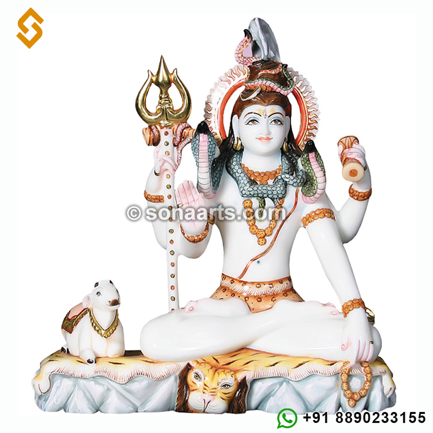 Shiva statue with Nandi from Marble