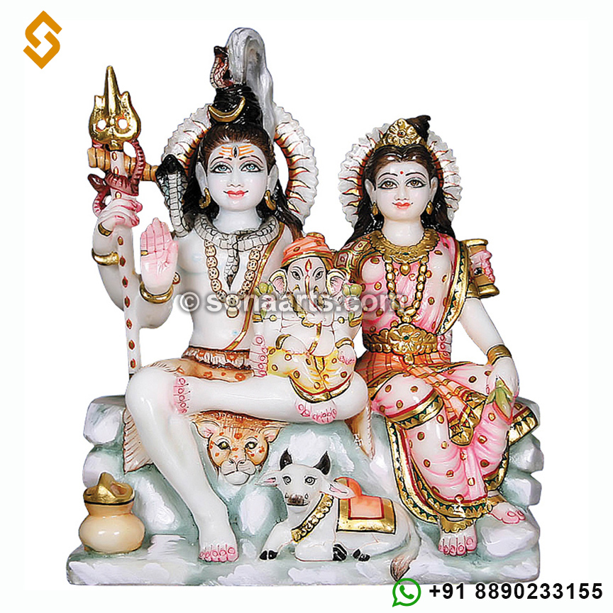 Superior Quality Marble Family of Lord Shiva Statue