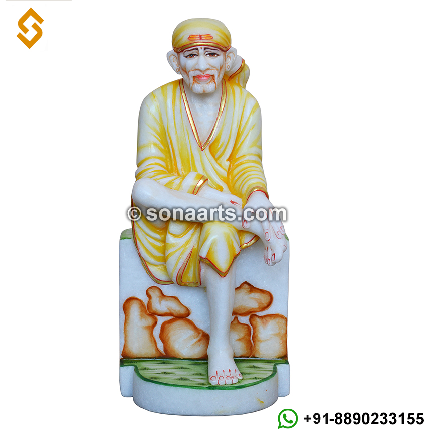 Superior quality Marble Sai Baba Statue with Painting