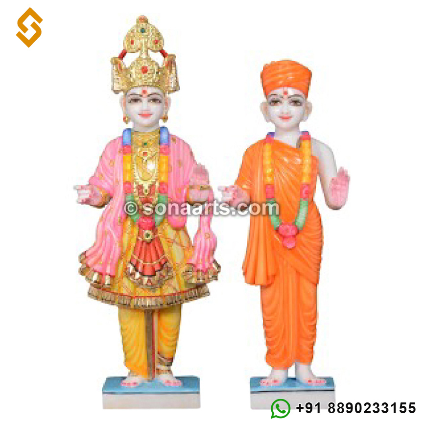 Superior quality Marble Swaminarayan and Gunatitanand Swami Statue